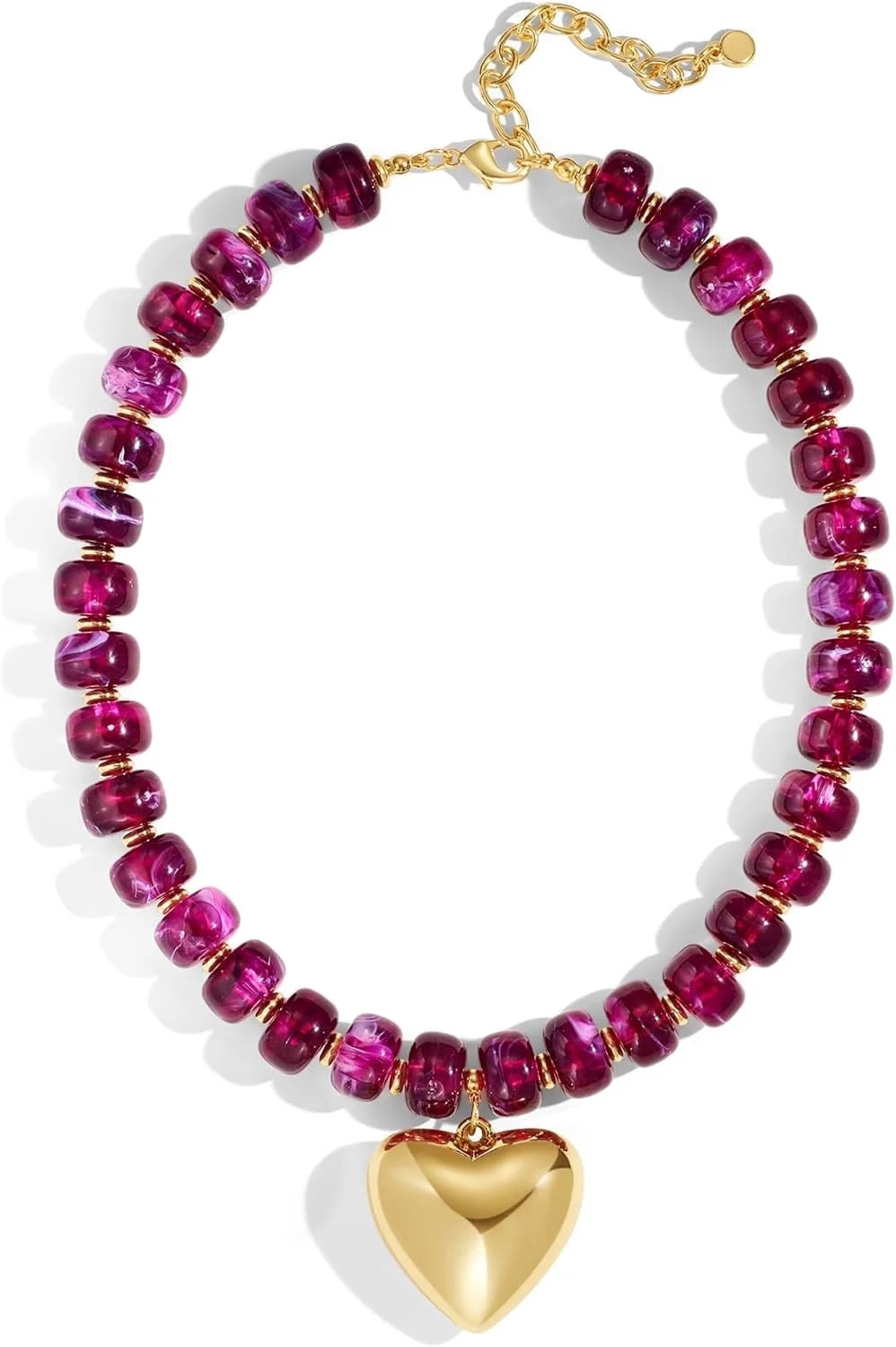 SUETOR Chunky Heart Necklaces for Women Colorful Resin Beaded Choker Necklace Gold Puffy Heart St... | Walmart (US)