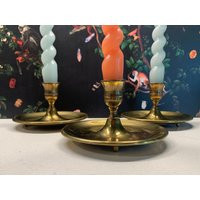 3 Vintage Solid Brass Candlestick Holders, Chc E119-1, Made in The Usa | Etsy (US)