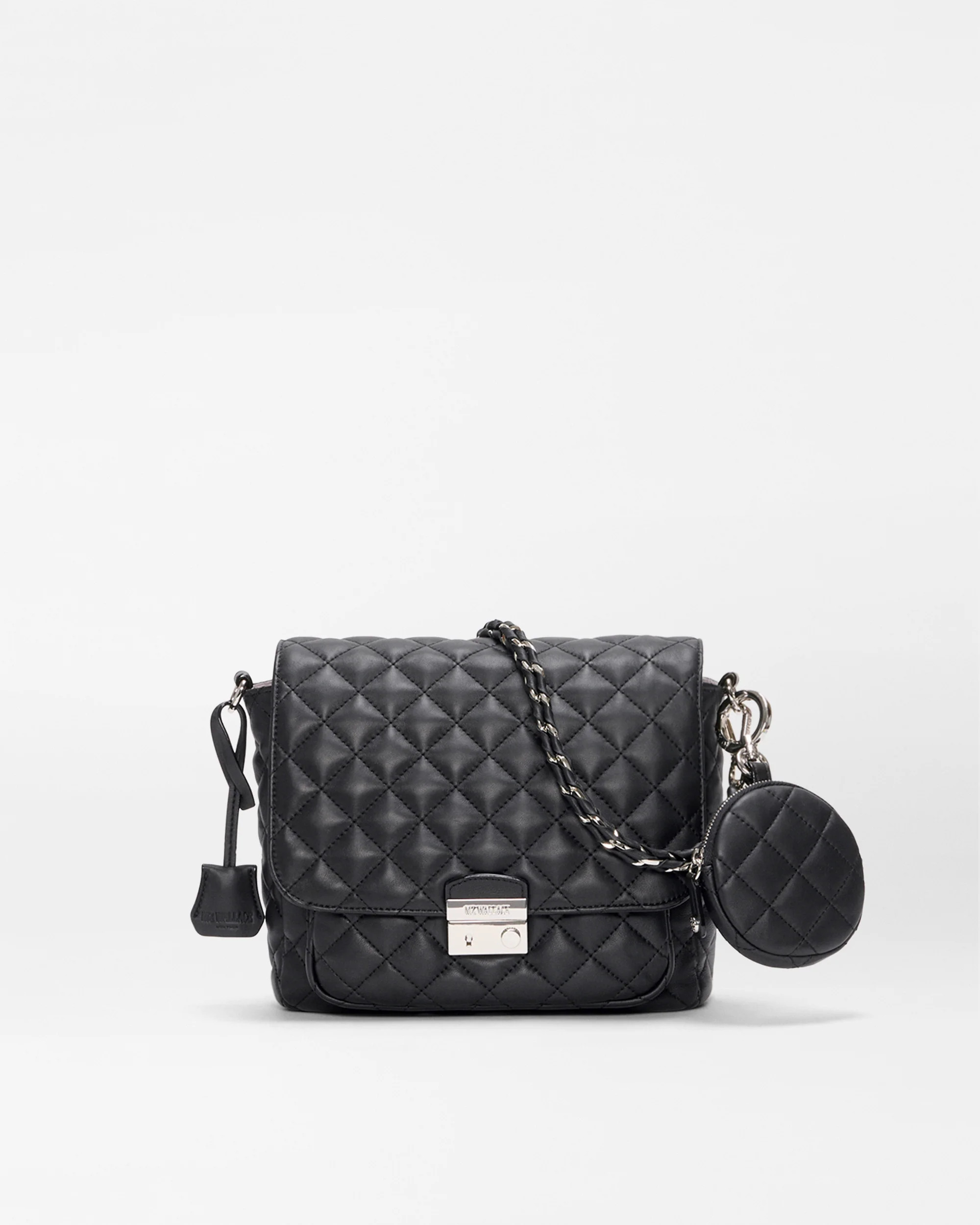 Black Quilted Leather Medium Crosby Lock Crossbody | MZ Wallace