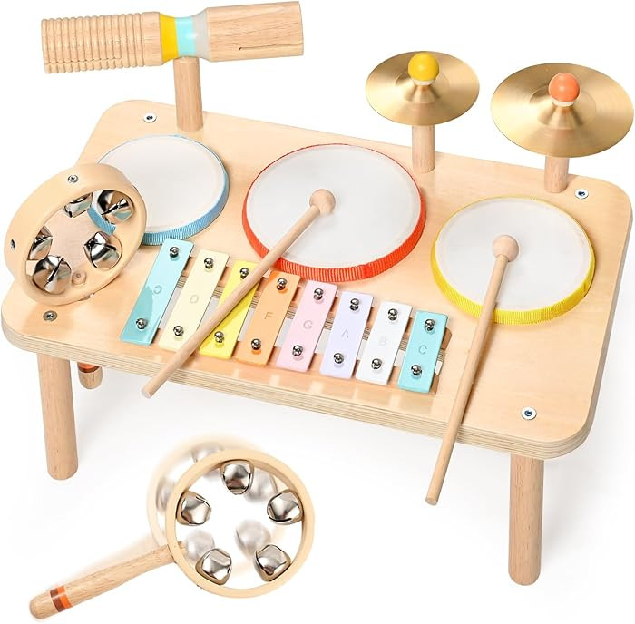 WINGYZ Kids Drum Set \u2013 9-in-1 Montessori Toys for 1-3 Year Old & Wooden Musical Instruments ... | Amazon (US)