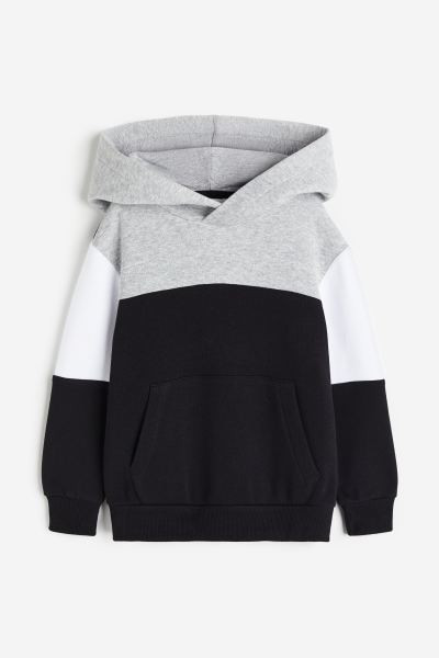 Hoodie - Black/color-block - Kids | H&M US | H&M (US + CA)