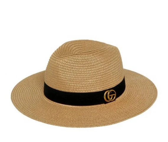 Khaki Summer Fedora with Black Band and Logo | Etsy (US)