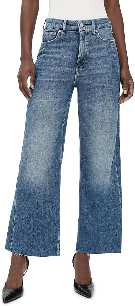 Good American Women's Good Skate Cropped Wide Jeans | Amazon (US)