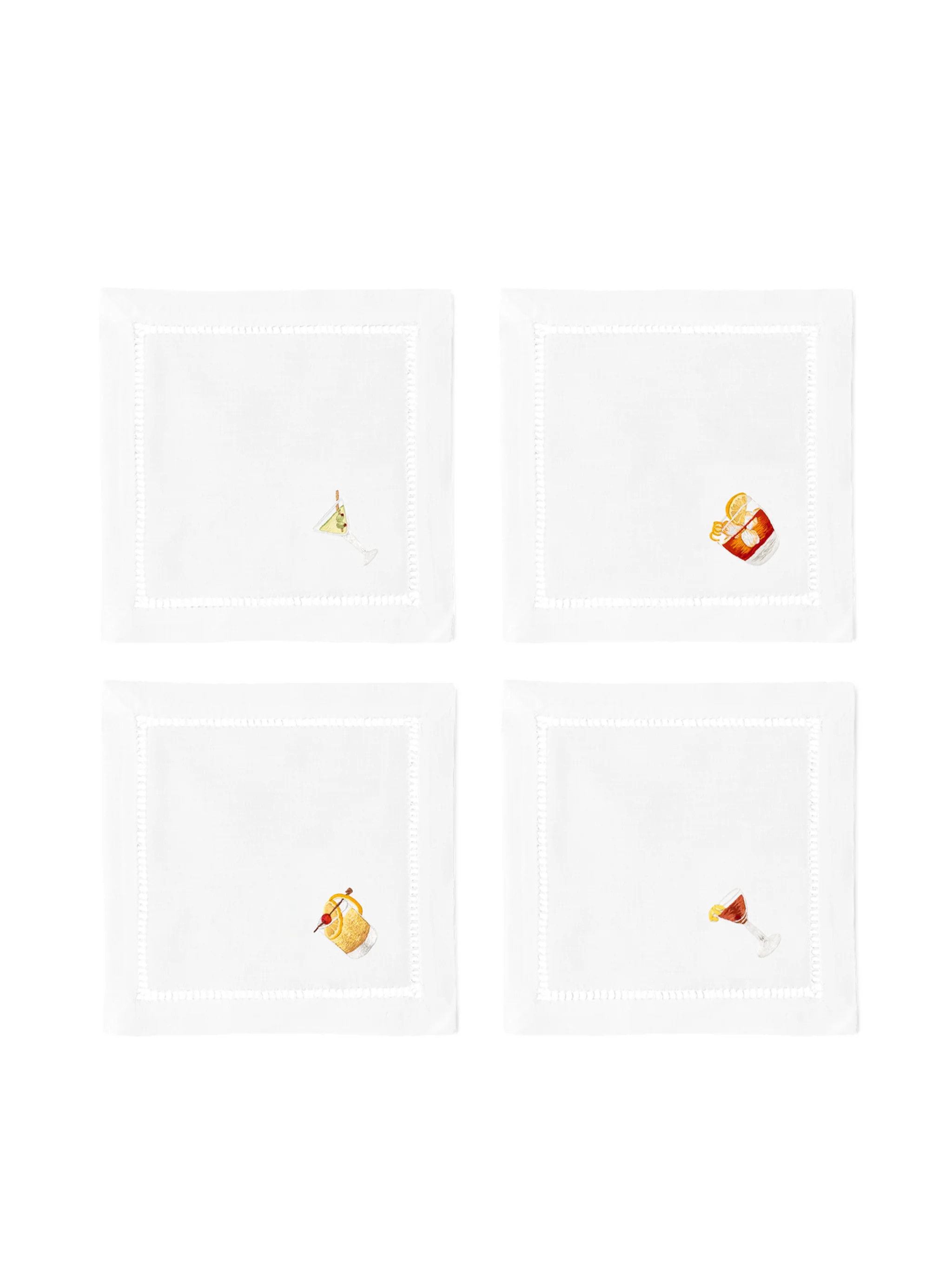 Embroidered Classic Drinks Cocktail Napkins | Weston Table