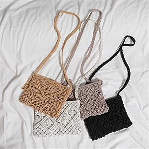 MdouLy Boho Crossbody Handbag Summer Beach Purse Crossbody Envelope Clutch Crochet Handmade Purse... | Amazon (US)