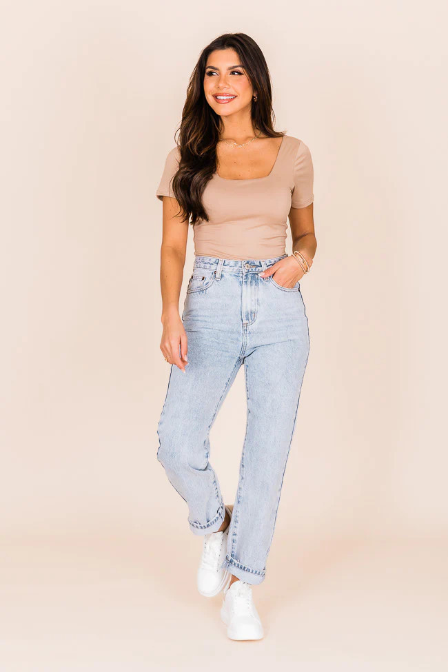 For The Better Nude Square Neck Bodysuit | Pink Lily