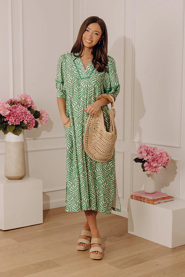 Resort Ready Muse Midi Dress in Green | Impressions Online Boutique