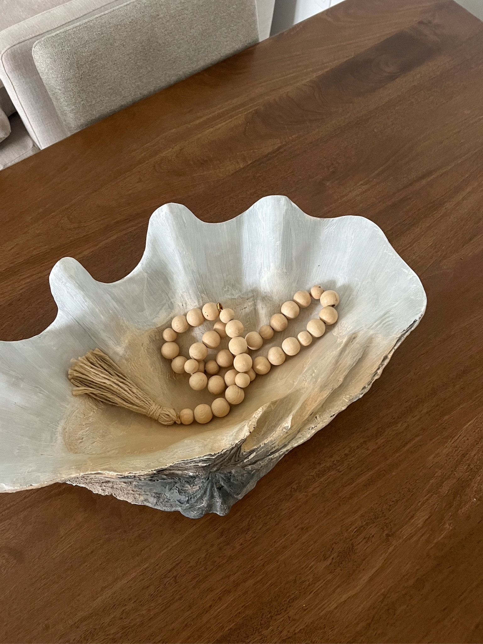 love this oversized clam shell bowl decorative center piece🤍 brings a coastal vibe to the space!

#LTKhome #LTKGiftGuide #LTKtravel