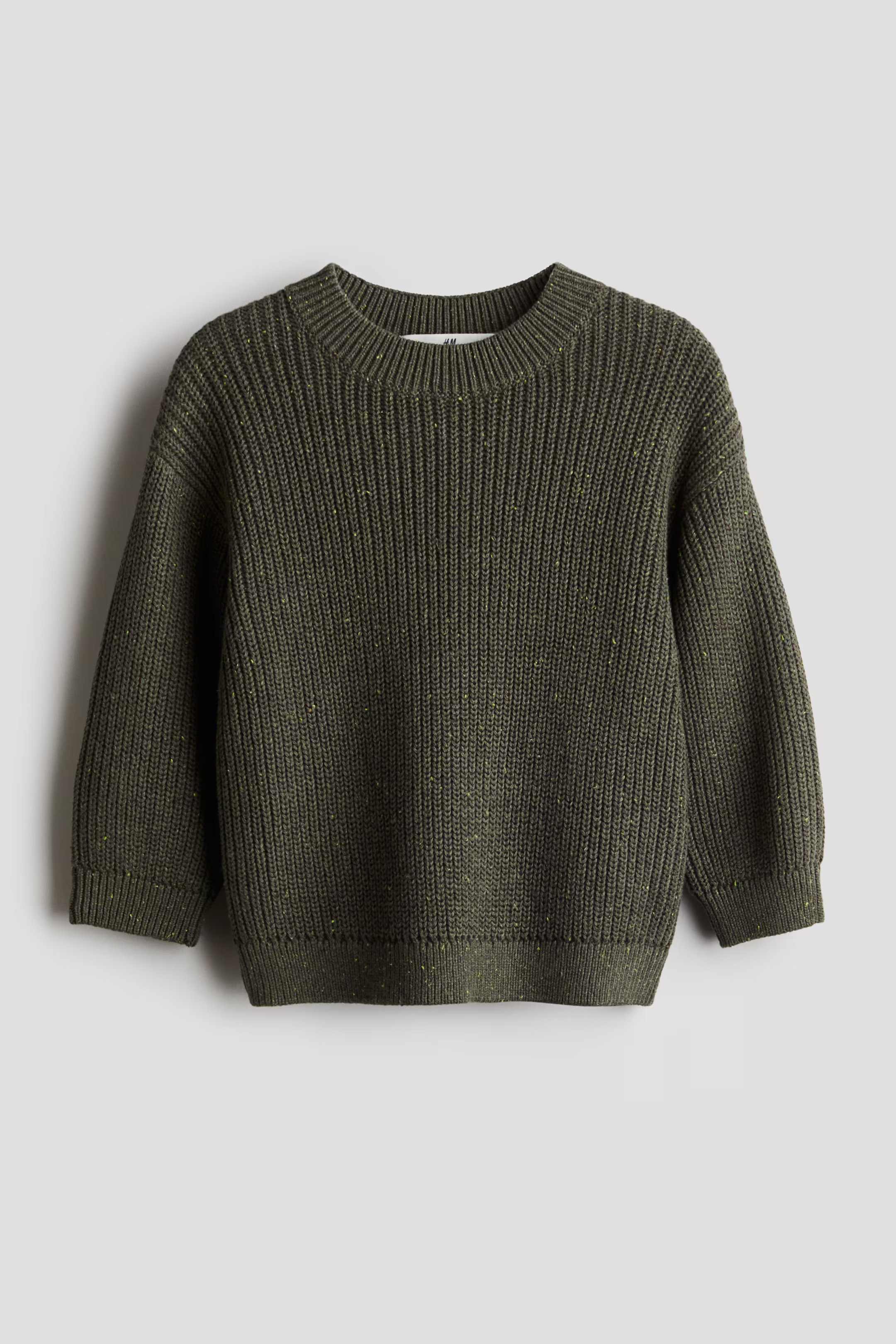 Rib-Knit Cotton Sweater - Dark khaki green - Kids | H&M US | H&M (US + CA)