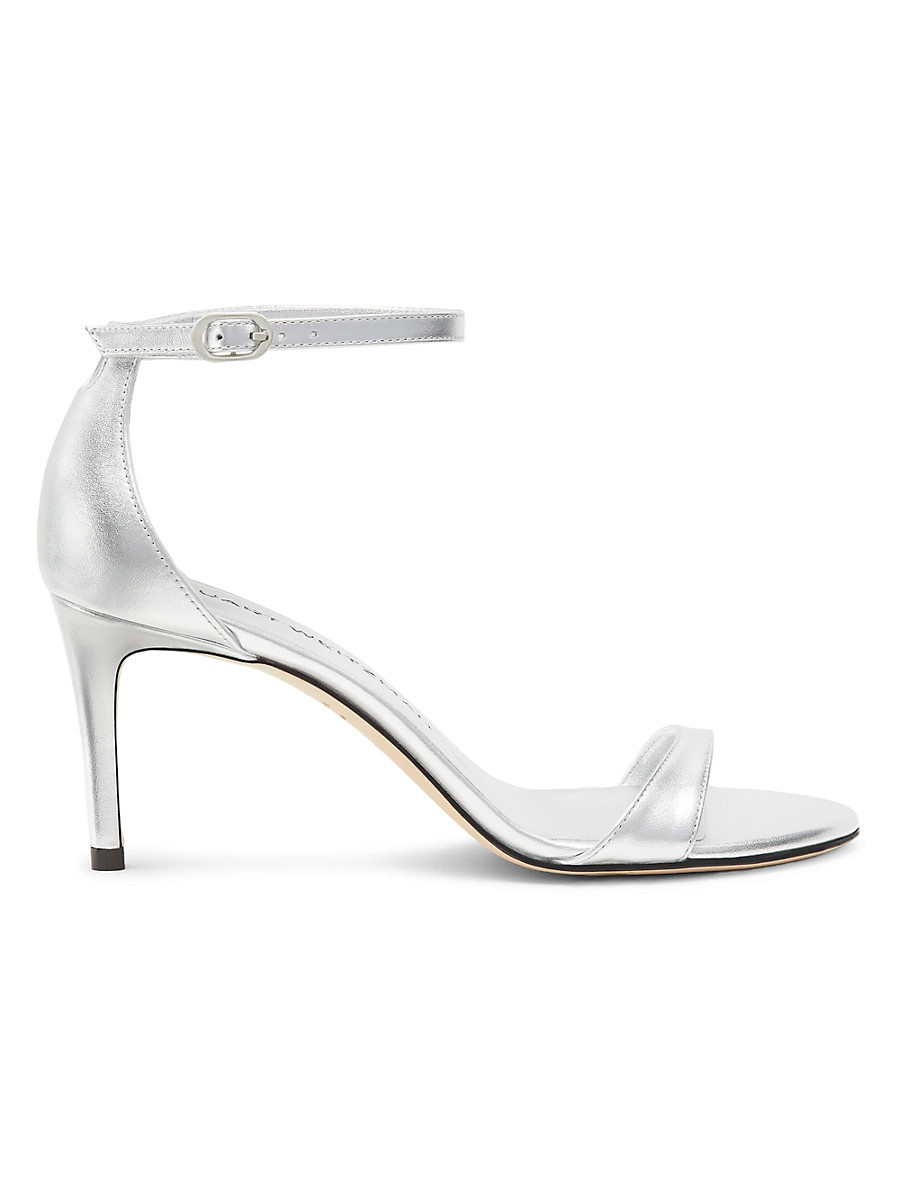 Women's Nudist II 75MM Metallic Leather Sandals - Silver - Size 8.5 | Saks Fifth Avenue