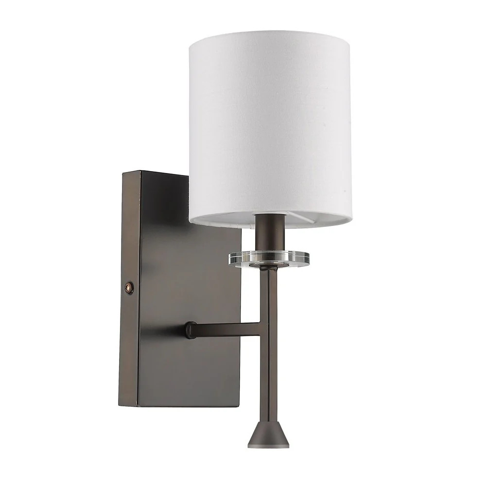 Minimalist Bronze Wall Sconce with Fabric Shade | Shop Simon