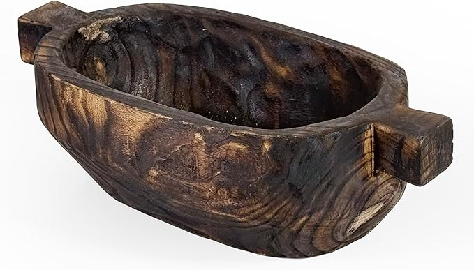 ANDALUCA Charred Paulownia Wood Decorative Oval Bowl with Handles 15in | Amazon (US)