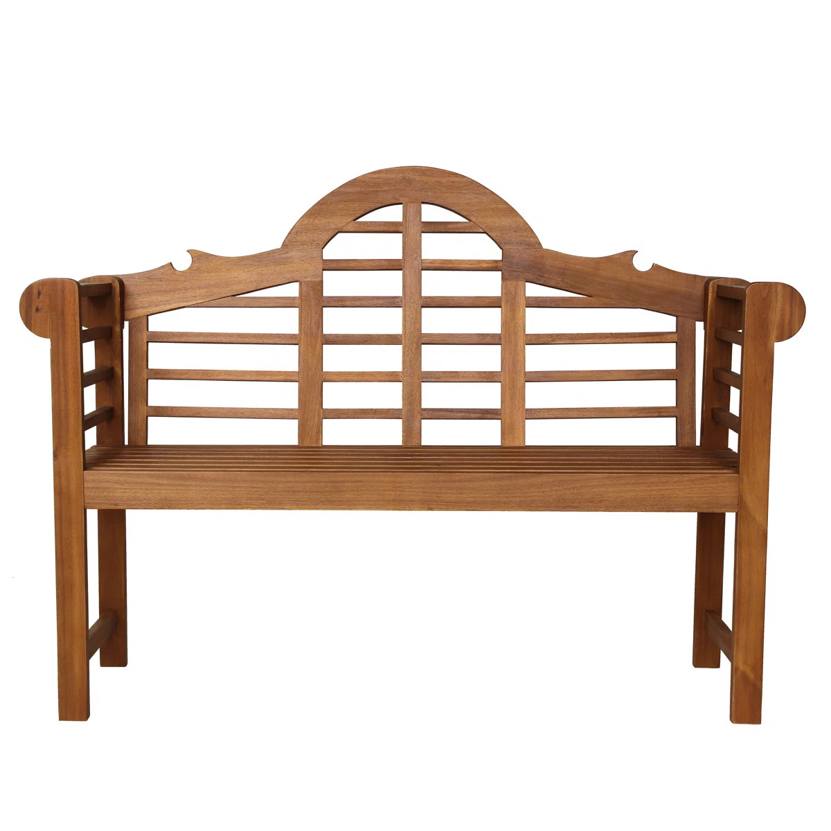 Lutyens 51" Classic Acacia Wood Outdoor Bench with Armrests and Arched Slatted Back, 2-Person Tea... | Wayfair North America