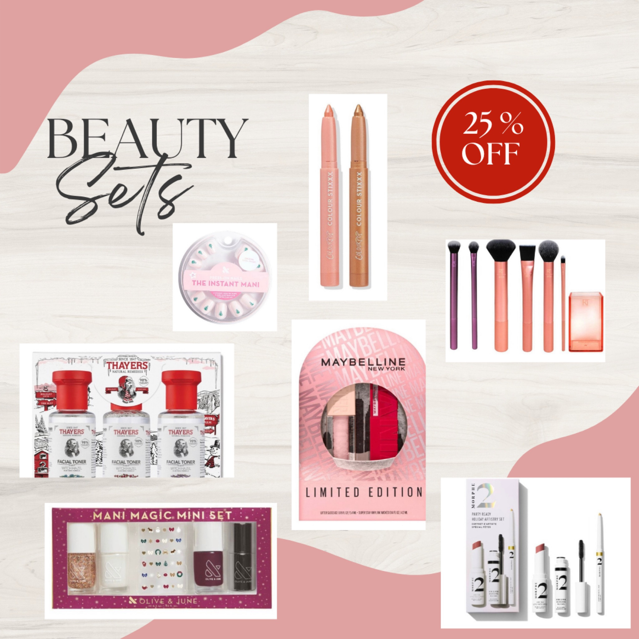 25% off Beauty Sets is going on right now at Target! Here are a few of my favorite sets I’ll be gifting to loved ones this year. 

There are tons of @colourpopcosmetics for Target sets available and the @oliveandjune mani set is sure to be a hit. 

I love that this @realtechniques set comes with a brush holder - SO great for a new set of brushes

#LTKHoliday #LTKbeauty #LTKsalealert