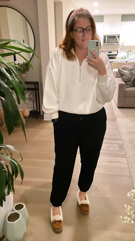 Old Navy is having a 50% off sale!! 

Here is an outfit that I love wearing around the house. Could also do sneakers and a fanny pack, perfect for a soccer game. Warm, cozy and chic 10/10

Rib-Knit Quarter-Zip Sweater - size M

Extra High-Waisted Vintage Sweatpants - size M

Faux-Suede Sherpa-Lined Moccasin - size 8


#LTKfit #LTKcurves #LTKsalealert