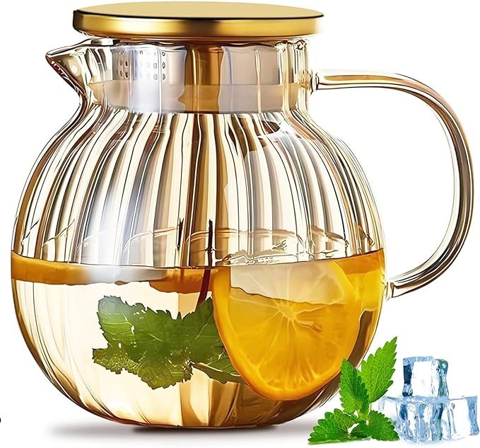 Glass Teapot Stovetop & Microwave Safe Glass Tea Kettle, Durable Borosilicate Glass Teapot with S... | Amazon (US)