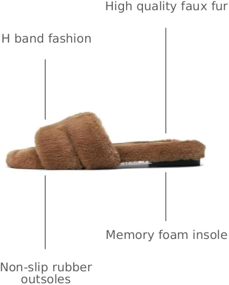 Stratuxx Kaze Womens Fur Slippers Comfy House Slides Sandals Open Toe Memory Foam Indoor Fluffy S... | Amazon (US)