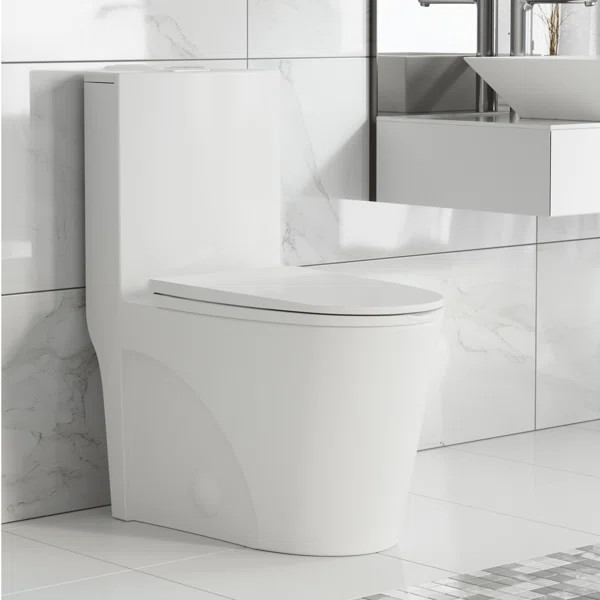 St. Tropez One Piece Elongated Toilet Dual Vortex Flush 1.28 gpf | Wayfair North America