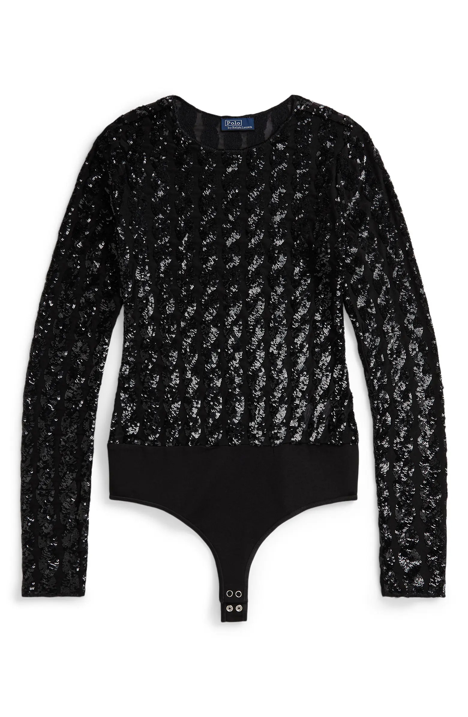 Polo Ralph Lauren Cable Sequin Long Sleeve Bodysuit | Nordstrom | Nordstrom