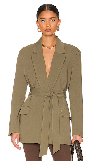 Belted Blazer in Khaki | Revolve Clothing (Global)