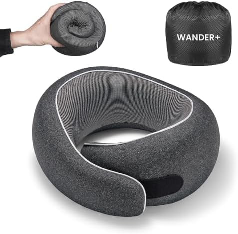 WANDER+ Plus® Travel Pillow, 100% Pure Memory Foam Travel Neck Pillow Airplane Neck Support Ergo... | Amazon (US)
