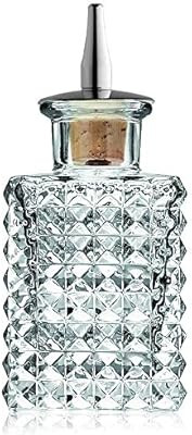 Cocktail Bitters Bottle - Vintage Square Glass Design with Cork and Stainless Steel Dasher Top - ... | Amazon (US)