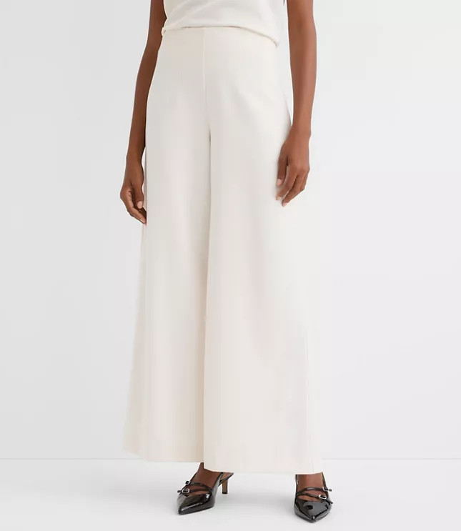 Darted Palazzo Pants in Doubleface | LOFT