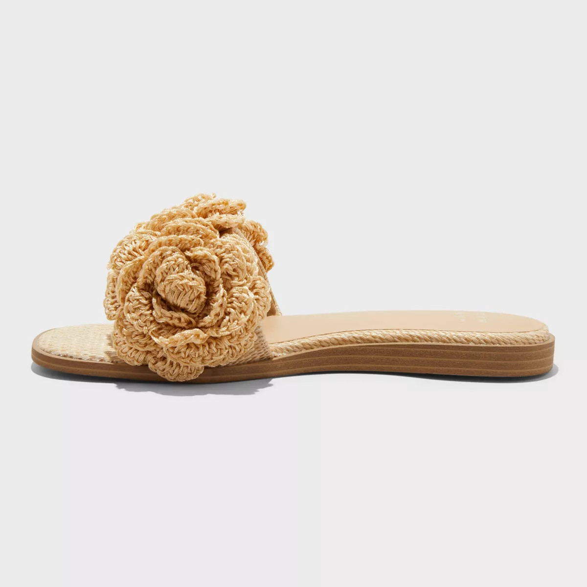 Women's Coco Raffia Flower Slide Sandals - A New Day™ Tan | Target