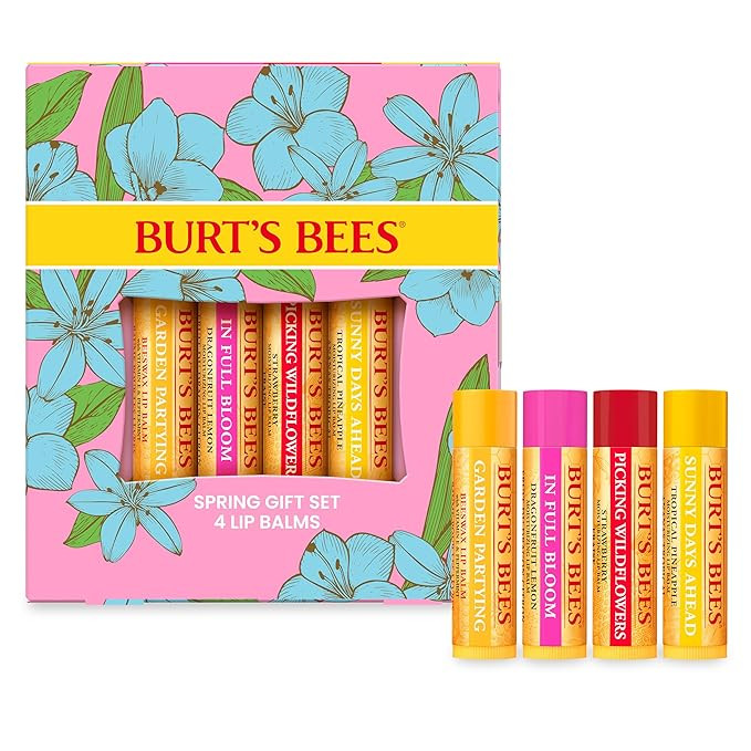 Burt's Bees Gifts Ideas - In Full Bloom Lip Balm Set, Original Beeswax, Dragonfruit Lemon, Tropic... | Amazon (US)