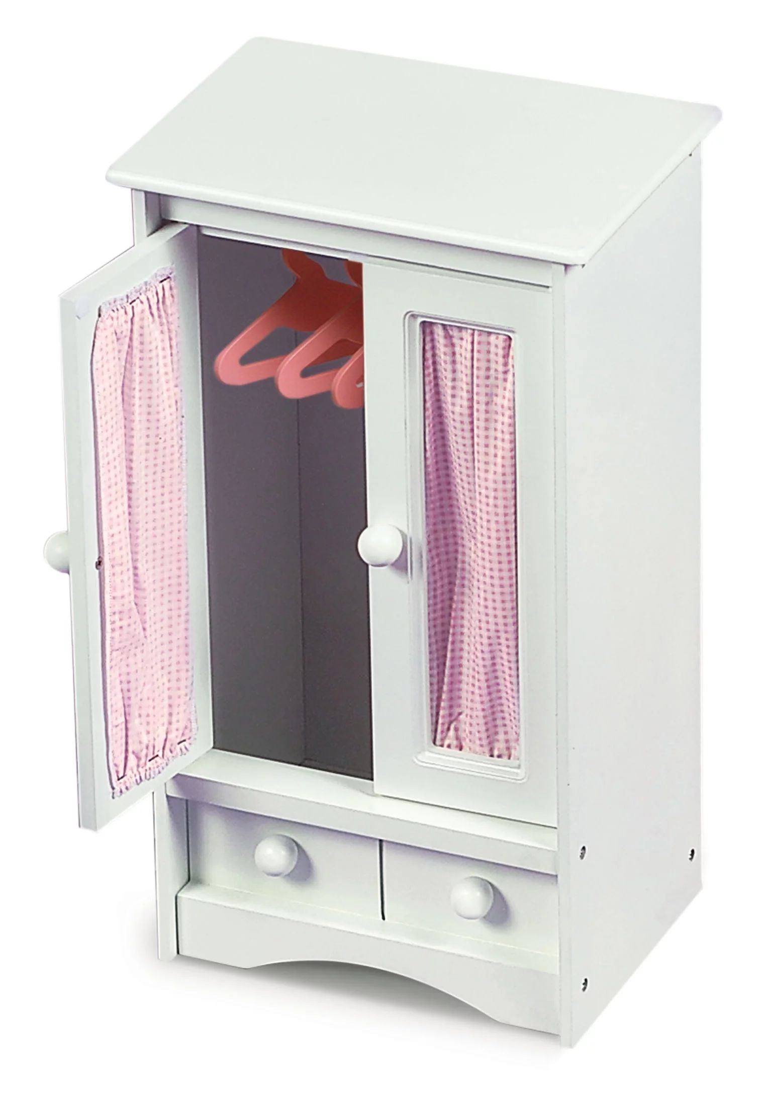 Badger Basket Doll Armoire with Three Hangers - White/Pink | Walmart (US)