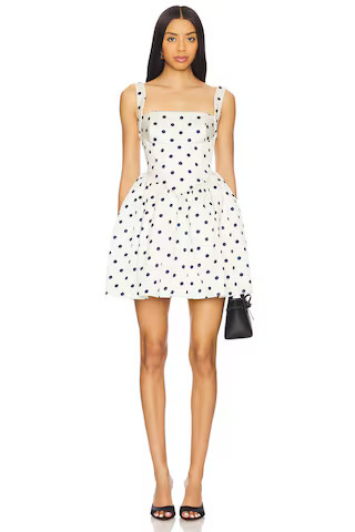 self-portrait Polka Dot Satin Mini Dress in Cream from Revolve.com | Revolve Clothing (Global)