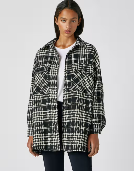 Pull&Bear mono plaid overshirt shacket | ASOS (Global)