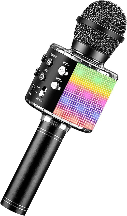 Karaoke Microphone for Kids Adults, Wireless 4 in 1 Handheld Bluetooth Microphone with LED Lights... | Amazon (US)
