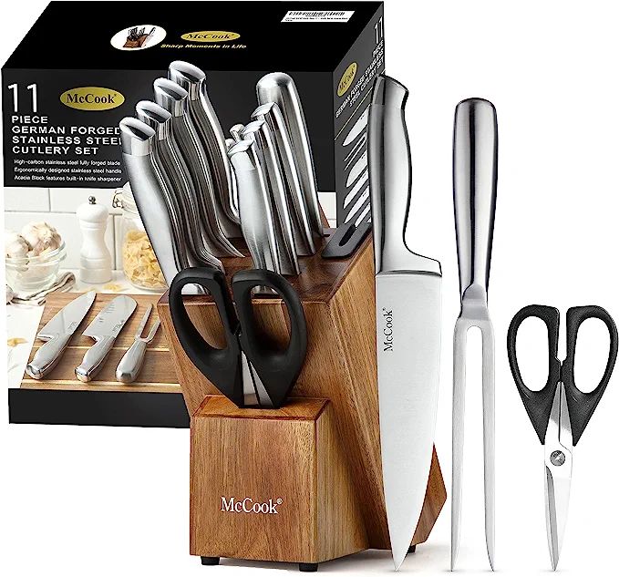 McCook® MC35 Knife Sets with Built-in Sharpener,11 Pieces German Stainless Steel Hollow Handle K... | Amazon (US)