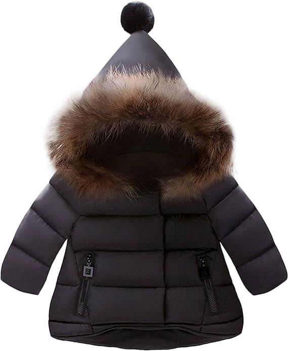 Jojobaby Baby Boys Girls Hooded Snowsuit Winter Warm Fur Collar Hooded Down Windproof Jacket Oute... | Amazon (US)