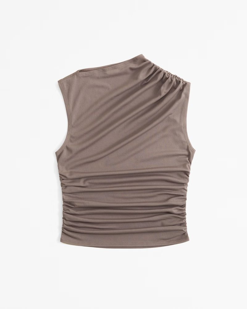 Mesh Draped Crew Top | Abercrombie & Fitch (US)