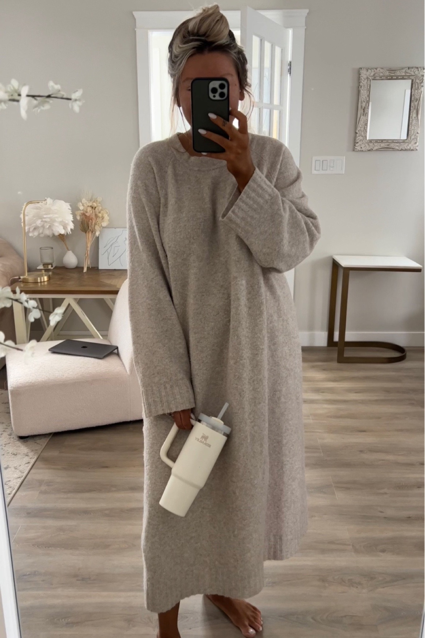 beige knit dress outfit Cream Ribbed Knit Sleeveless Mini Dress