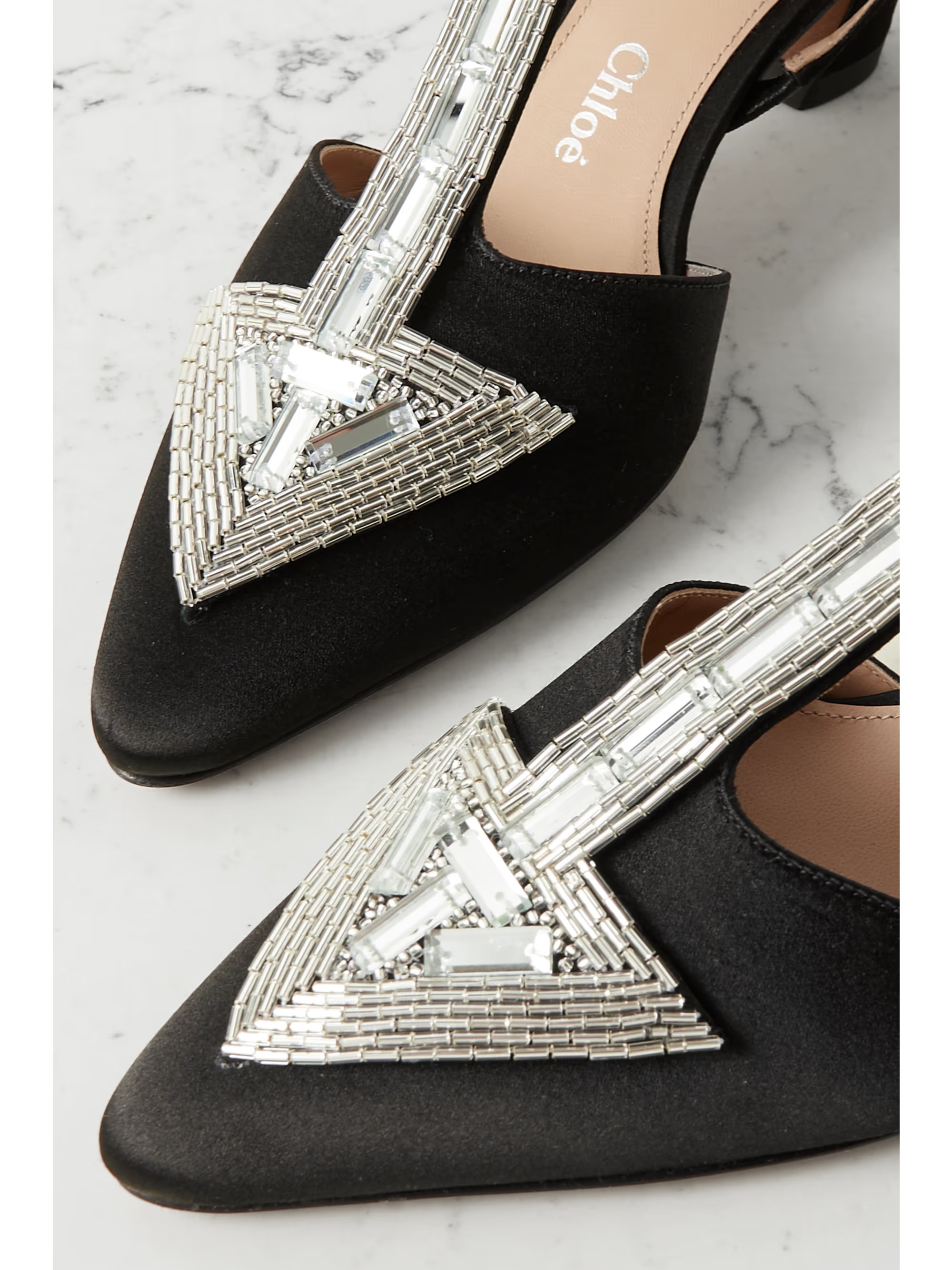 Oli crystal-embellished satin point-toe pumps | NET-A-PORTER (US)
