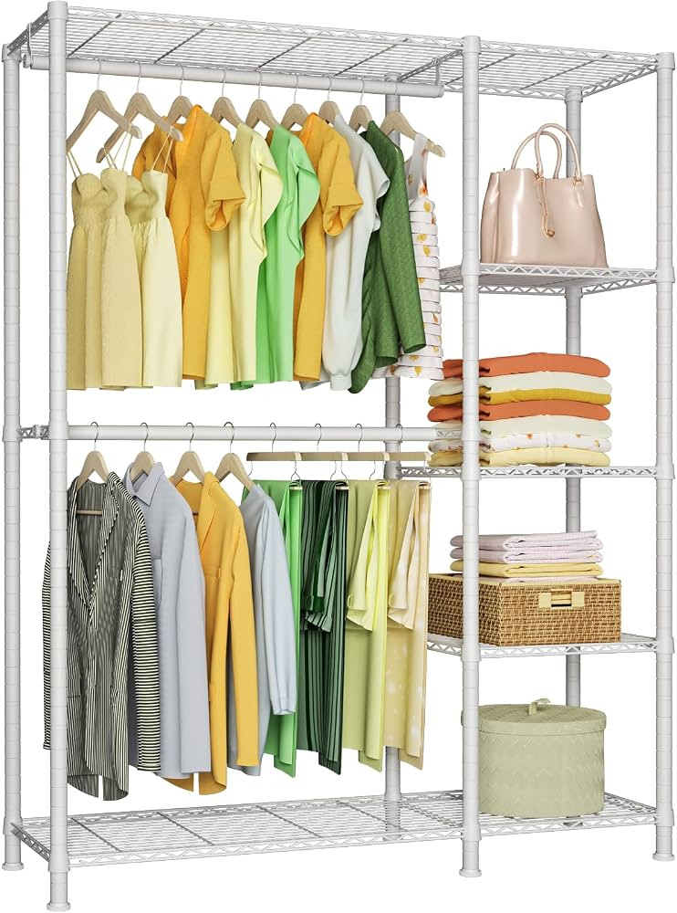 Ulif F2 Closet Garment Rack, 5 Tiers Freestanding and Height Adjustable Heavy Duty Clothes Storag... | Amazon (US)