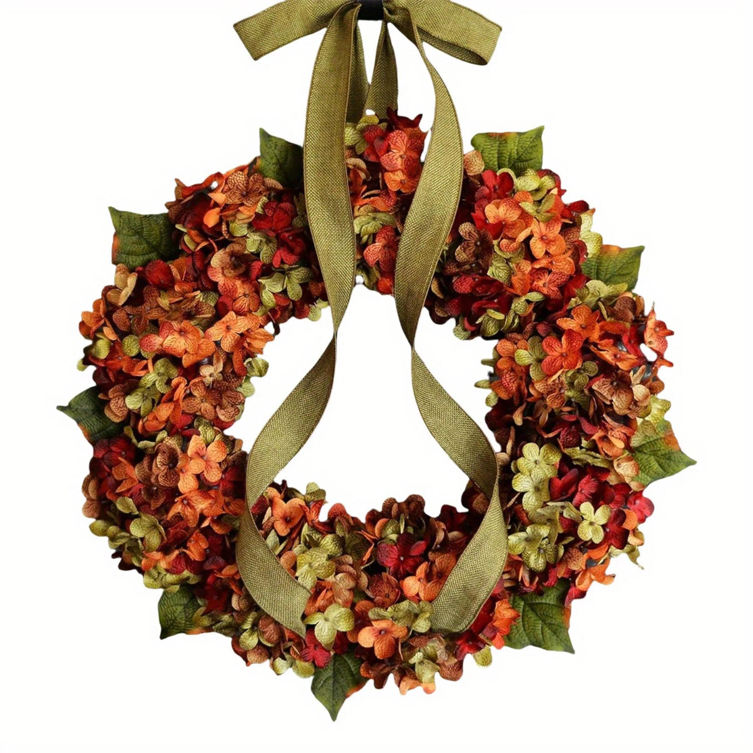 Ophelia & Co. Fall Hydrangea Wreath For Front Door, 17.7In Handmade Rustic Fall Farmhouse Wreath,... | Wayfair North America