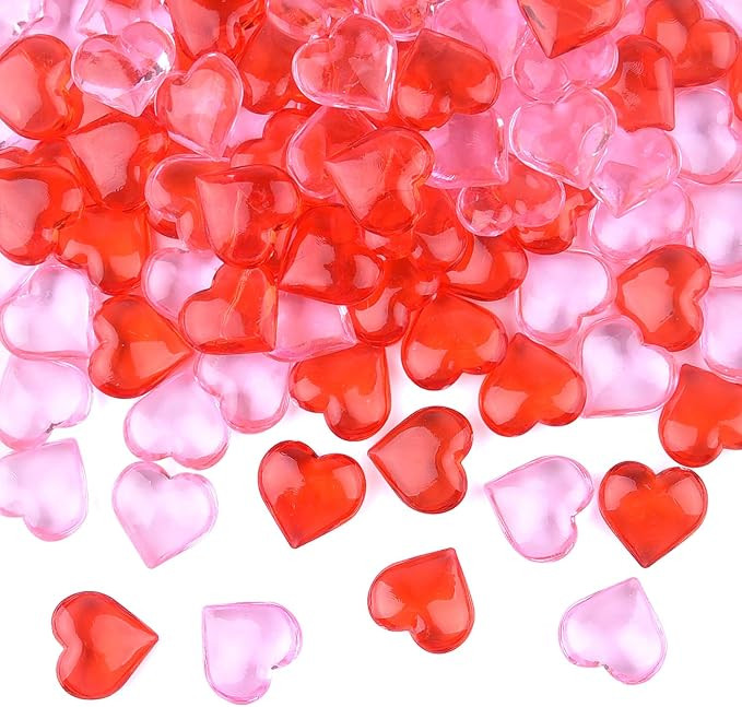 FEPITO 100Pcs Acrylic Heart for Valentine's Day Decorations, 0.87Inch Valentine's Day Heart Ornam... | Amazon (US)