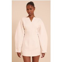 Cream Cocoon Sleeve Cinched Waist Blazer Dress, White | PrettyLittleThing UK