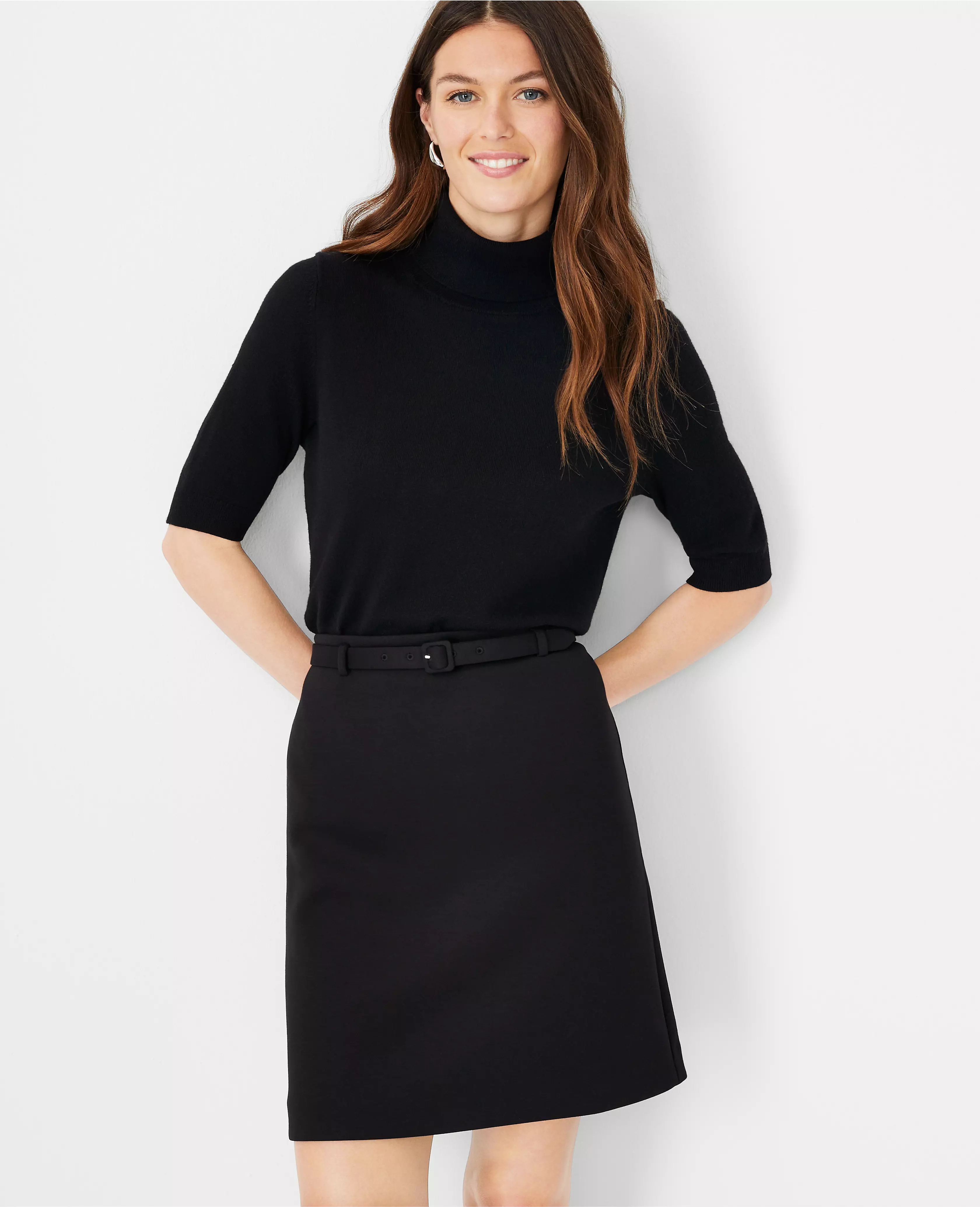 Petite Turtleneck Elbow Sleeve Sweater Tee | Ann Taylor (US)