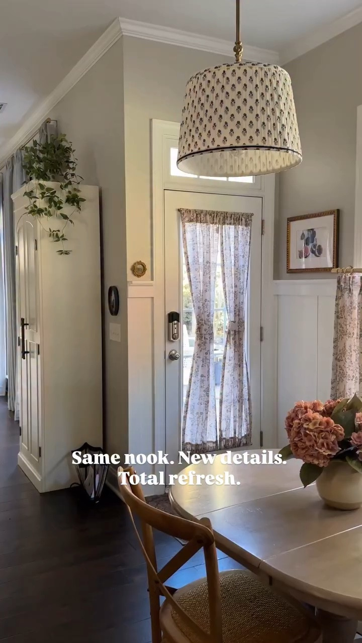 Cozy, layered, and warm; this little café nook is one of my favorite spots in our home. I added new curtains to the back door beside the nook to bring in texture and softness, and extended the banquette seating for extra comfort. If you love cozy corners, neutral décor, and small space upgrades that make a big difference, you’ll love this look.

#HomeDecorInspo, #HomeRefresh, #CozyHome, #KitchenNook, #CafeNook, #BreakfastNookGoals, #SmallSpaceDecor, #CottageStyleDecor, #HomeTransformation, #InteriorInspo, #HomeDetails, #NeutralHome, #WarmMinimalism, #CottageCharm, #ModernCottage, #HomeStylingIdeas, #HomeDecorLover, #LTKHome, #LTKDecor, #LTKFinds, #LTKStyle, #LTKInspo, #InteriorCrush, #HomeGoals, #HomeUpgrade

.
.

cafe nook makeover, kitchen nook ideas, small space dining area, cozy breakfast nook, back door curtain ideas, layered window treatments, banquette seating inspiration, cozy kitchen corner, neutral home décor, modern cottage style, farmhouse kitchen refresh, natural light home styling, home décor before and after, warm minimal home, soft neutral interiors, how to style a small kitchen nook, cozy corner ideas for kitchen, best curtains for natural light, neutral cottage aesthetic décor, small space seating ideas, simple home updates that feel elevated

#LTKSeasonal #LTKHome #LTKStyleTip