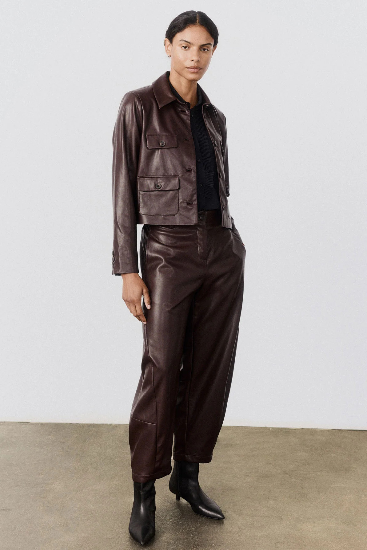 The Vegan Leather Uptown Loose Work Pants | Ruti