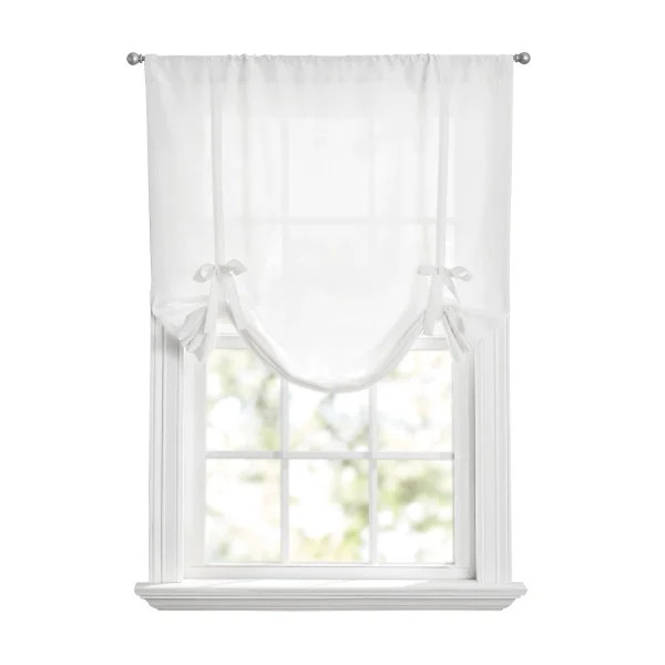 Mainstays Tie up Balloon Shade Pole Top, Arctic White, Polyester, Recycled Poly, 42"W x 63"L, 1 P... | Walmart (US)