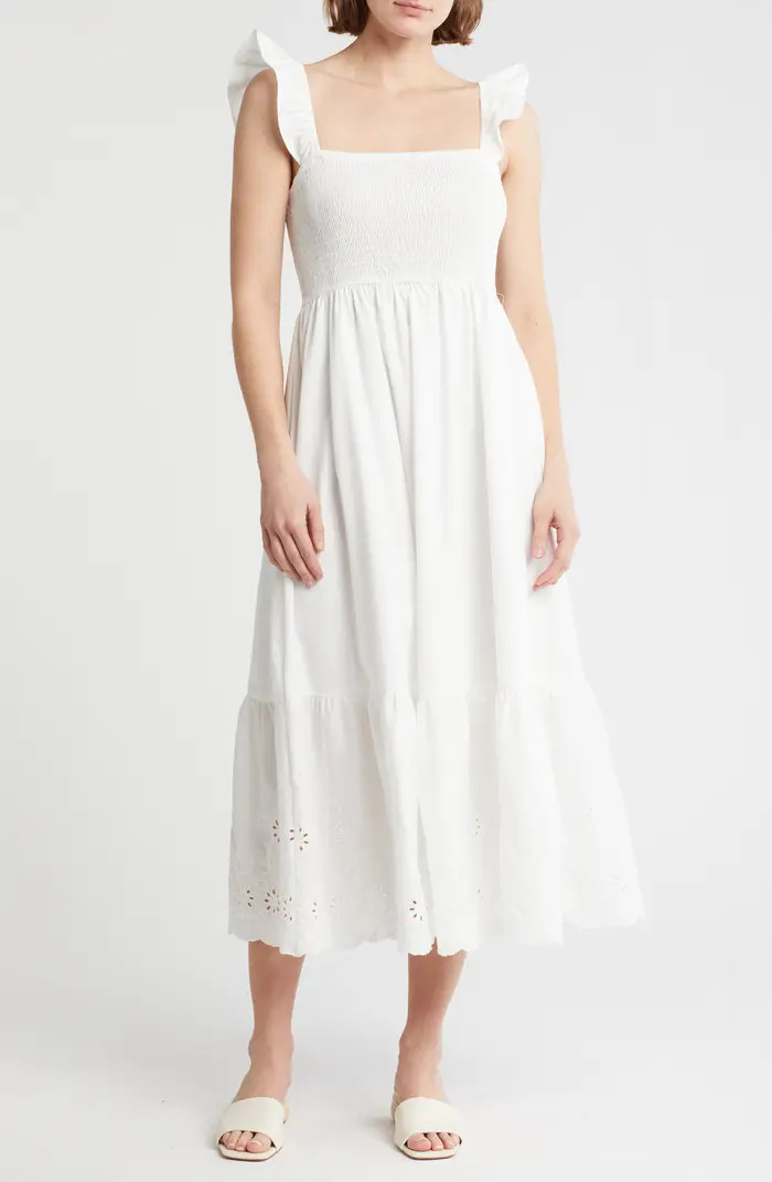 Smocked Eyelet Midi Sundress | Nordstrom Rack