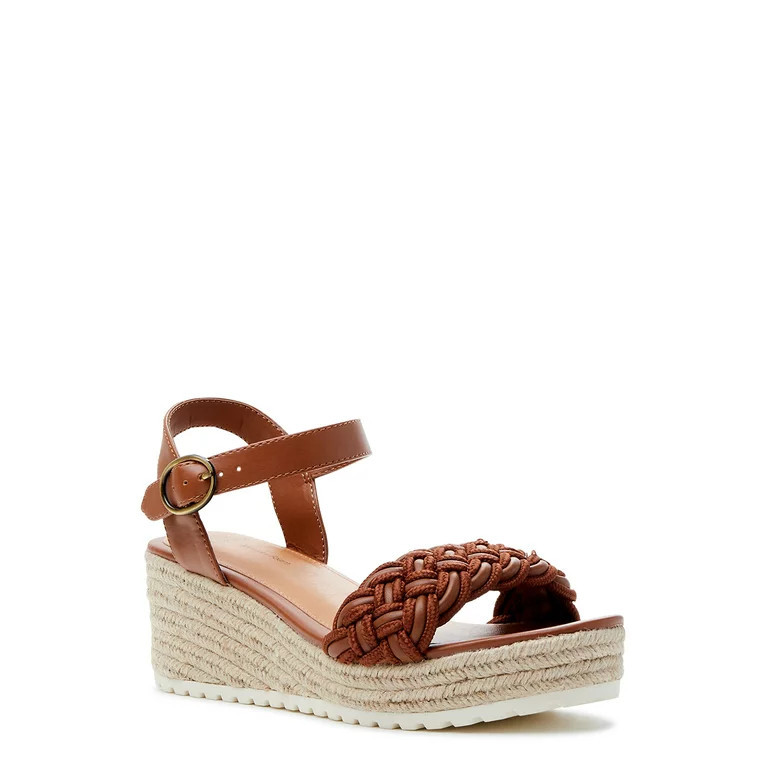 Time and Tru Women's Braided Wedge Sandals (Wide Width Available) | Walmart (US)