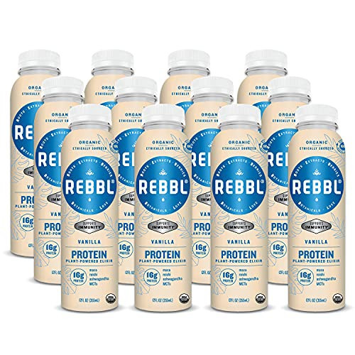 REBBL Plant Based Immunity Elixirs, Vanilla Protein, 12 Ounce (Pack of 12) | Amazon (US)