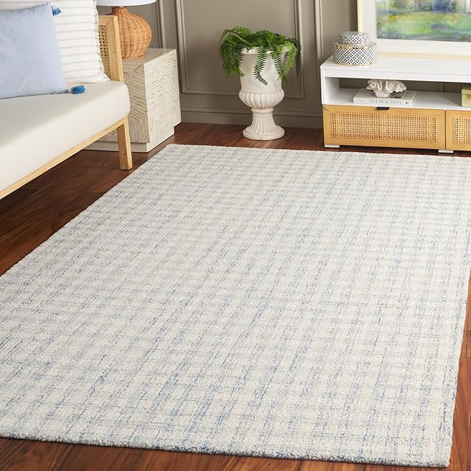 SAFAVIEH Ebony Collection Area Rug - 6' x 9', Blue/Ivory, Geometric Design, Ideal for High Traffi... | Amazon (US)